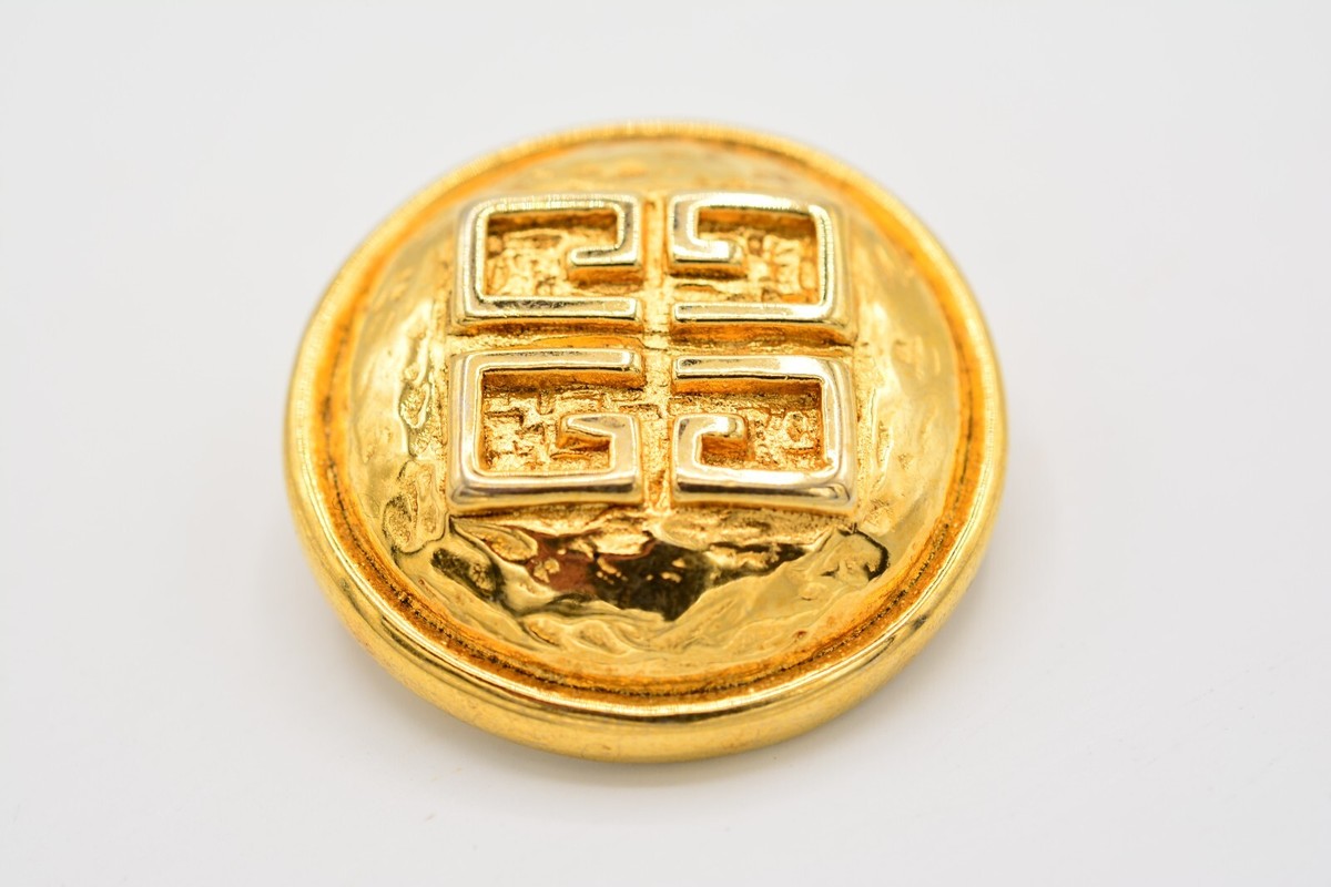 Givenchy Vintage Logo Pin Brooch Brushed Gold 4G Runway Givenchy Vintage Logo Pin Brooch Brushed Gold 4G Runway