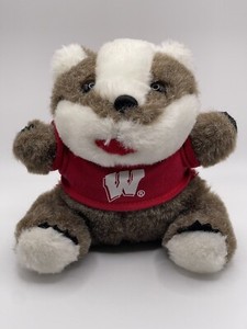 CHELSEA TEDDY BEAR CO Wisconsin BADGER 6" Plush Badgers Red Shirt White Brown