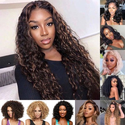 Women Long Kinky Curly Hair Wavy Wigs Afro Lady Wig Party Cosplay