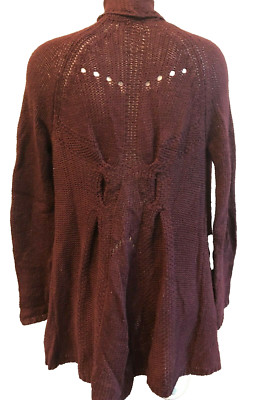 Matty M Burgundy Maroon Open Front Cardigan Long Sleeve Sweater Women's SZ S