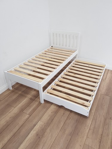 SINGLE BED FRAME Trundle Bed White Pine Bannister Headboard Slats FREE DELIVERY - Picture 18 of 20