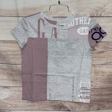 Gap Girls T-shirt Size L Pink - Gray Logo Remix Crop Short Sleeves NWT LBB76