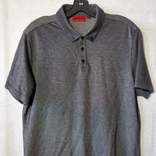 Hugo Boss Polo Shirt Mens Large Collared Black Slim Fit Short Sleeve