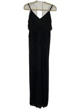 Women’s Express Black Long Spaghetti Strap Chiffon Ruffle Dress Size Small