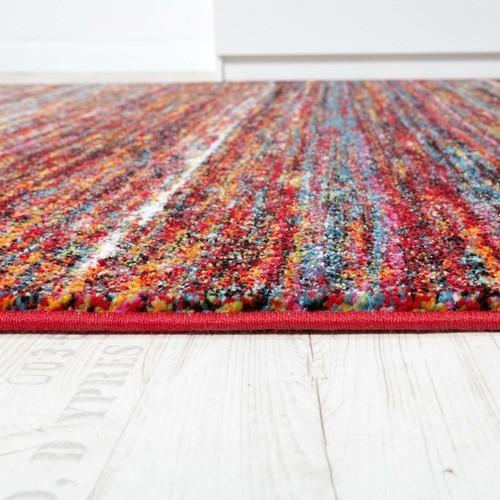 Orange Rug Multicolored Modern Striped Living Room Bedroom Carpet Thick Mat New - Picture 2 of 5