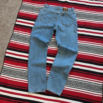 Vintage Medium Wash Lee Riders 33*34 USA Made Leather Patch