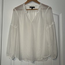 Banana Republic Boho Women  s Sheer, Off-White, Long Sleeve Blouse, Size Medium  