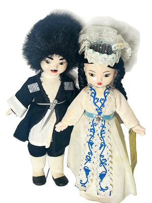 Two Vintage Dolls Bride and Groom Dali & Dato Ethnic Clothing 11'' Tall