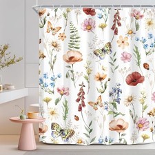 Vintage Wildflower Floral Shower Curtain for Bathroom Decor 60Wx72H Flower