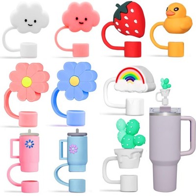 10PCS Straw Cover Cap, Cute 3D Silicone One Size, 6pcs Covers 