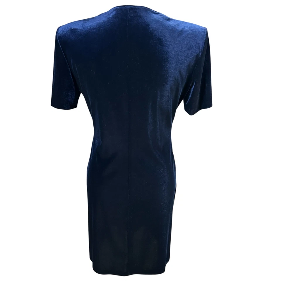 Vestido de Terciopelo Rhapsody Talla 6 Azul Adjunto Imitación Chaqueta Cierre Frontal Estrás Foto 3 de 4