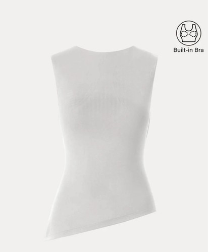 OGL MOVE Sandwashed Asymmetrical Hem New Airy Brami Tank - White XS - Picture 7 of 10