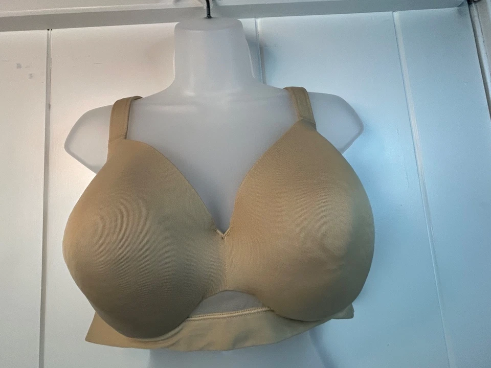 Cacique Lightly Lined Wire Bra size 38DD Beige Full Coverage Adjustable Strap - Image 2 of 4