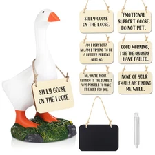 Magnetic Goose Key Holder Cute Statue Resin Goose Statue with Wooden Base Wri...