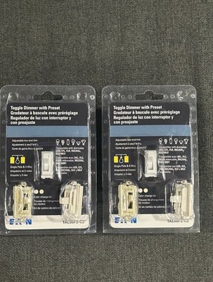 Lot Of 2 Eaton TUL06P-C2 Universal Toggle Dimmer Switch LED CFL 300W 600W 3-Way