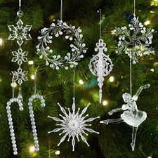 "Ornaments Xmas Tree Snowflake Acrylic Pendant Home Decor Gift 2025