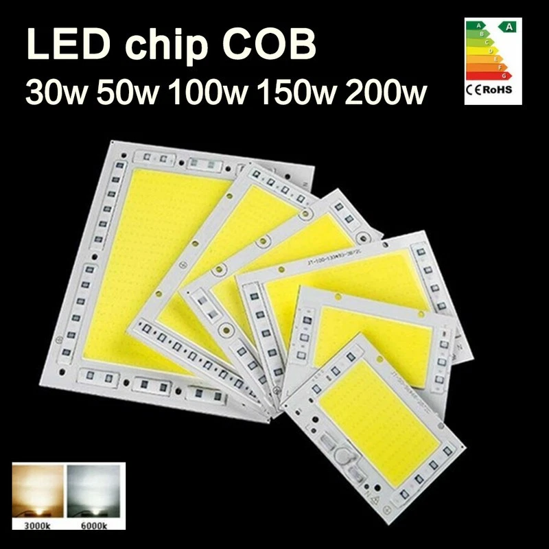 lamp watt LED chip COB 30w 50w 100w 150w 200w smart  flood light bulb 220V 240V - Image 2 of 4