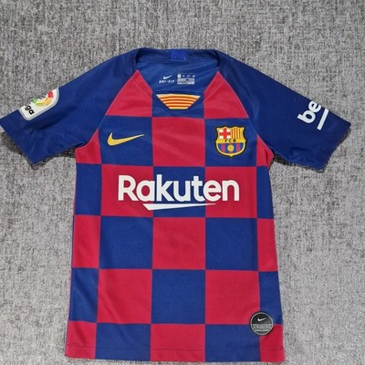 Barcelona Jungen Nike Fußballtrikot 6-8 Jahre P2P 13,5'' kariert burgund/blau
