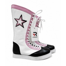 Pro Handmade Wrestling Boots 100% Leather Whi...