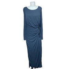 Marchesa Notte Black Long Sleeve Matte Jersey Evening Gown Ruched Size 10