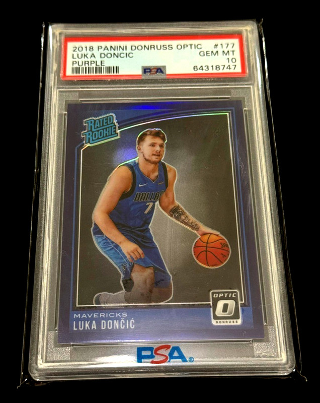 LUKA DONCIC 2018DONRUSS OPTIC #177 PURPLE HOLO PRIZM RATED ROOKIE RC PSA 10 GEM