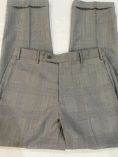 Zanella Pants Men 32x31 Gray Dress Trousers Flat Front Cuffed Made in Italy
