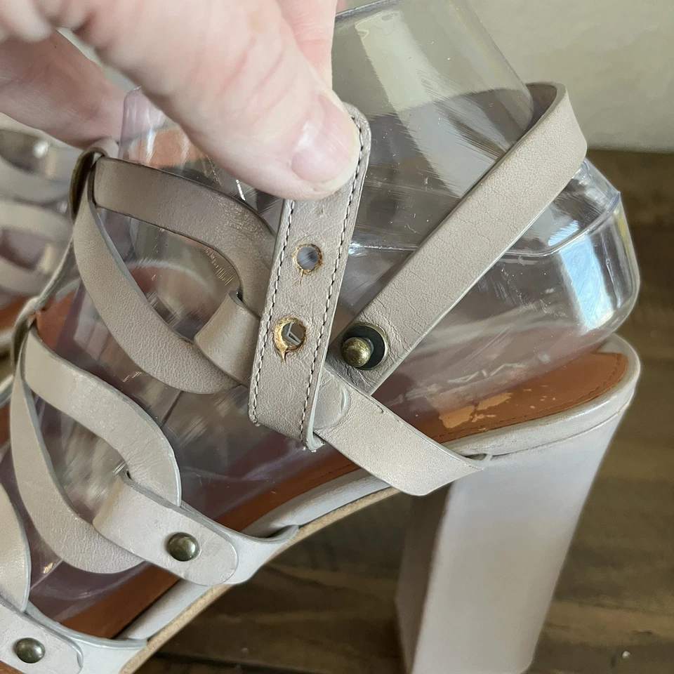 Sandalia para mujer Via Spiga cuero rubor tacón bloque vestido zapato correa al tobillo 8,5 Foto 4 de 4