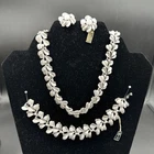 VTG 1950s-1960s CROWN TRIFARI Silver-tone Choker Necklace 3 Piece Set Jewelry