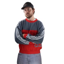 Adidas Vintage Trefoil Sweatshirt Mens Large Red Striped Colorblock 90s Crewneck