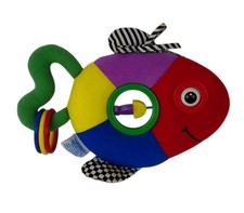 Eden Fish Rattle Plush 10" Primary Color Crinkle Baby Toy Teether Vtg