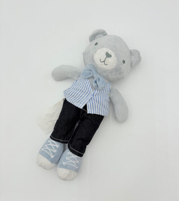 Baby Gear Gray Bear Plush Blue Vest Striped Bow Tie Baby Lovey Heart Nose