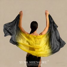 Women Belly Dance Silk Veil Real Silk Hand Throw Dance Scarf Prop Flowy Gradient