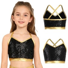 Girls Vest Show Camisole Shiny Sequins Popular Singer Music Concert Christmas