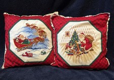 Vintage Set Of Christmas Accent Throw Pillows Night Before Christmas