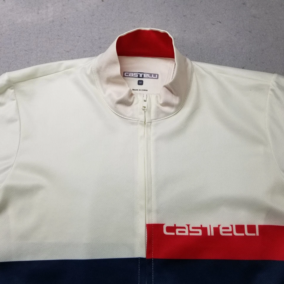 Camisa de Ciclismo Castelli Talla M Blanca Roja Cremallera Completa Logo Escorpión Manga Corta Foto 2 de 4