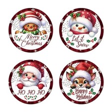 4PCS Christmas Wall Decorations Indoor, Merry Christmas Buffalo Plaid Wooden