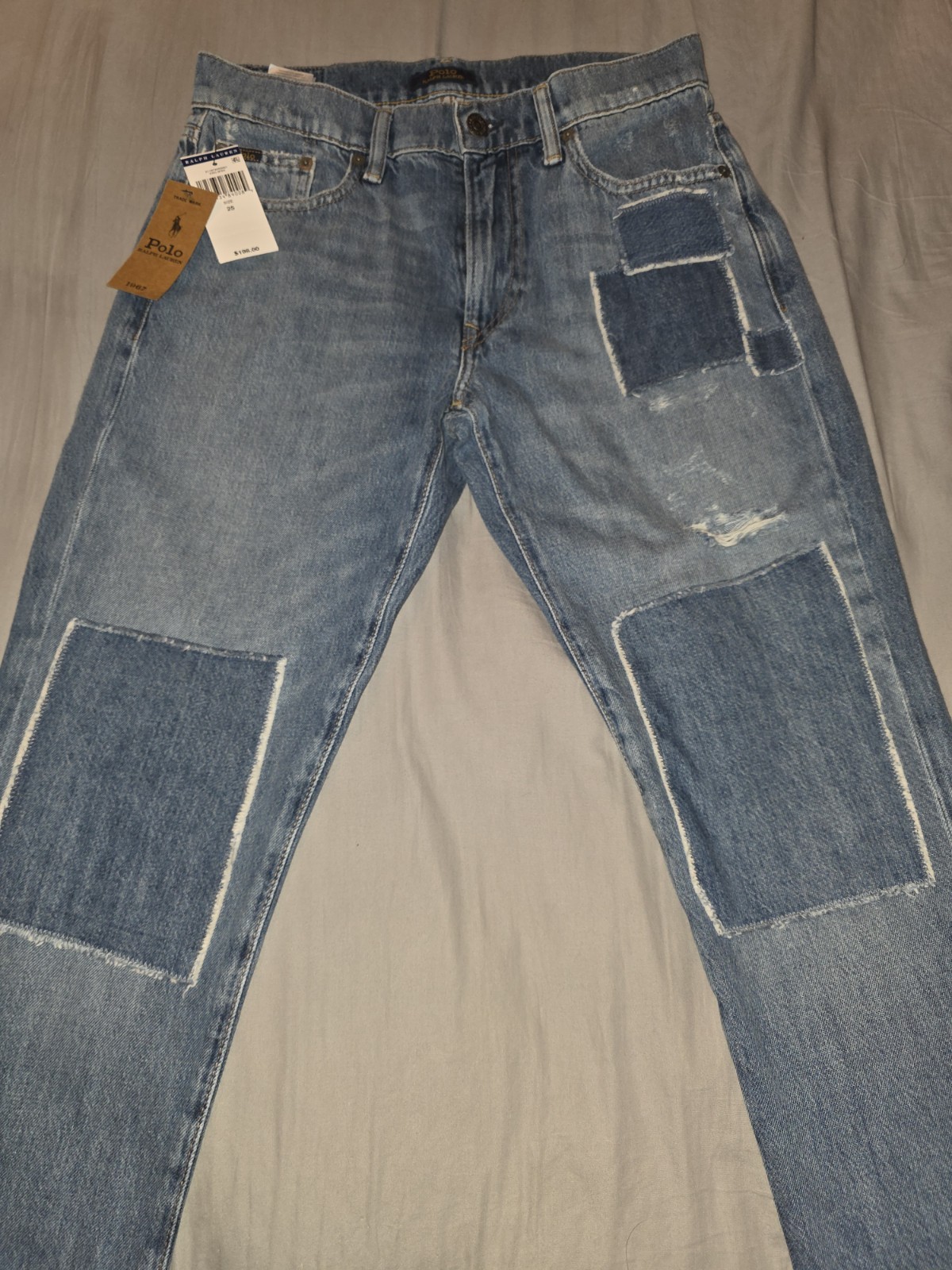 Ralph Lauren Women's Avery Boyfriend Denim Patchwork Jeans With Polo Stitching