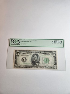 1934 $5 Philadelphia Federal Reserve Note FR-1956m-C PCGS 65 PPQ Mule DGS