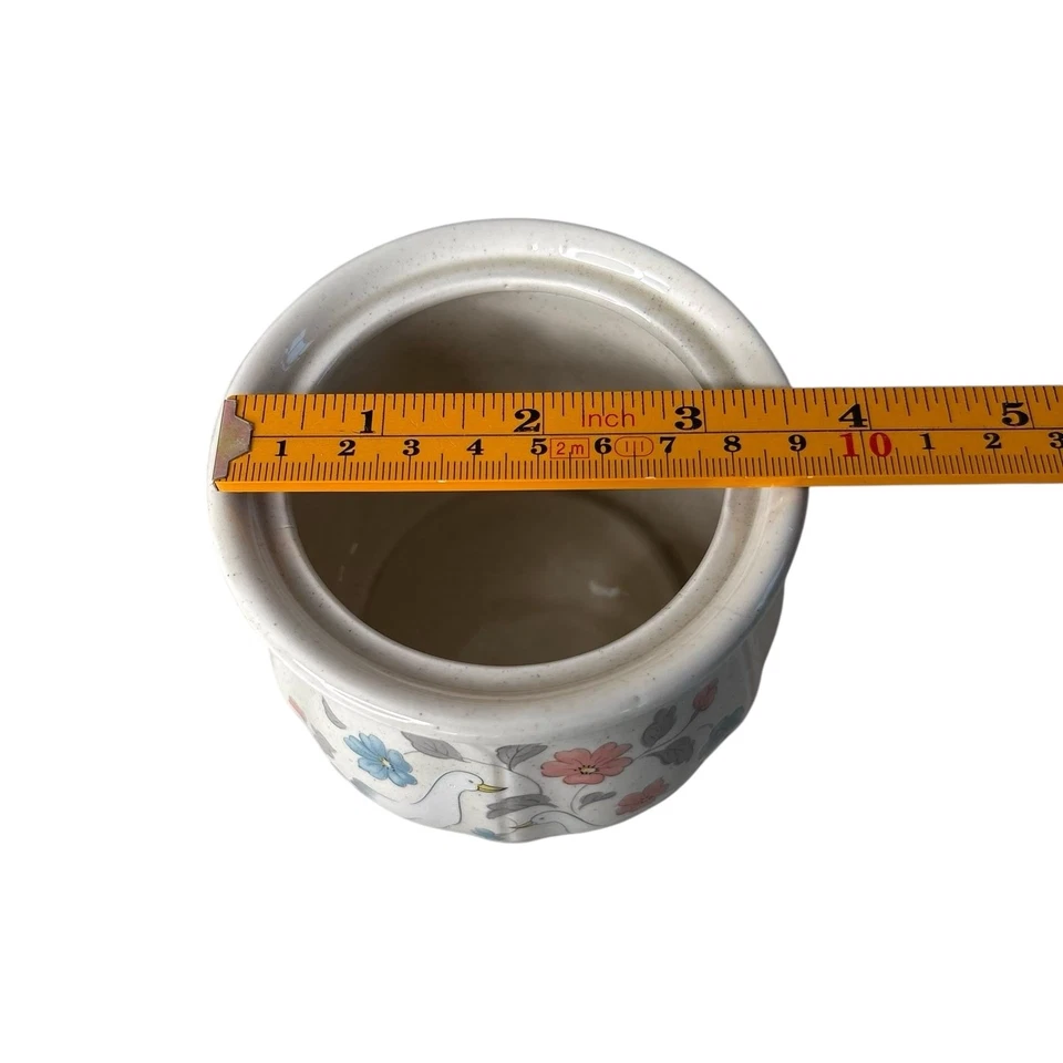 Vintage Country Classics Japan Sugar Bowl Goose Duck Floral Geese 1980 Farmhouse - Image 3 of 4