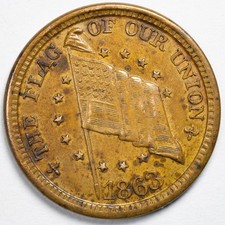 1863 The Flag Of Our Union / Dix Shoot Him On The Spot Civil War Token CWT