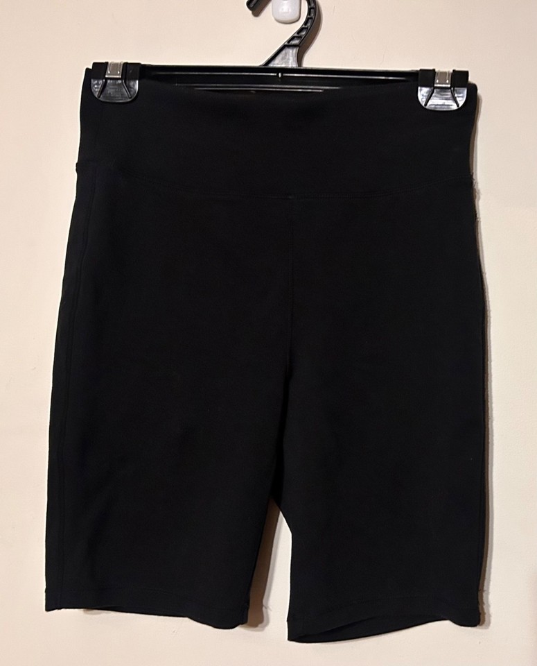 Decjuba black bike shorts, active or casual, thick fabric, stretch, size XS