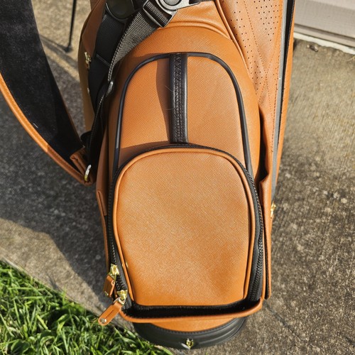 Vessel x Crewe Design Lux Stand Golf Bag Brown Leather With Cover And Dual Strap - Picture 4 of 10