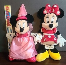 Lot of 2 Minnie Mouse 13" Plush Dolls Princess Red Dot Disney Parks Authentic