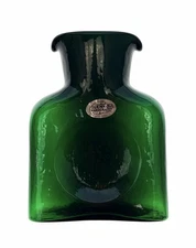 Blenko Handmade Glass 384 Mini Water Bottle in Malachite Signed