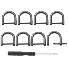D-Rings Screw in Shackle, 8Pcs 20mm U Shape D Ring for Purse DIY, Metallic Black