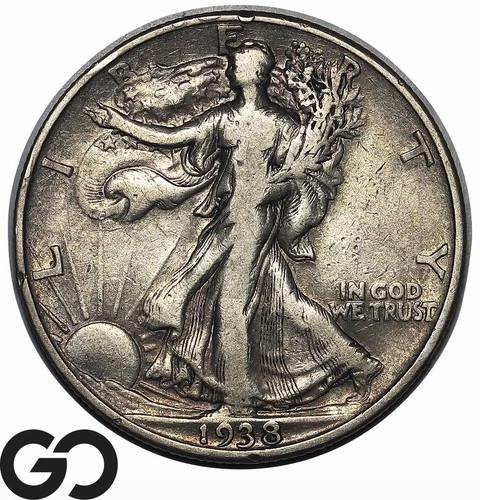 1938-D Walking Liberty Half Dollar, Choice VF Better Date