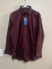 Apt. 9 Men  s Premier Flex Slim Fit Button Down Dress Shirt Sz L Burgundy
