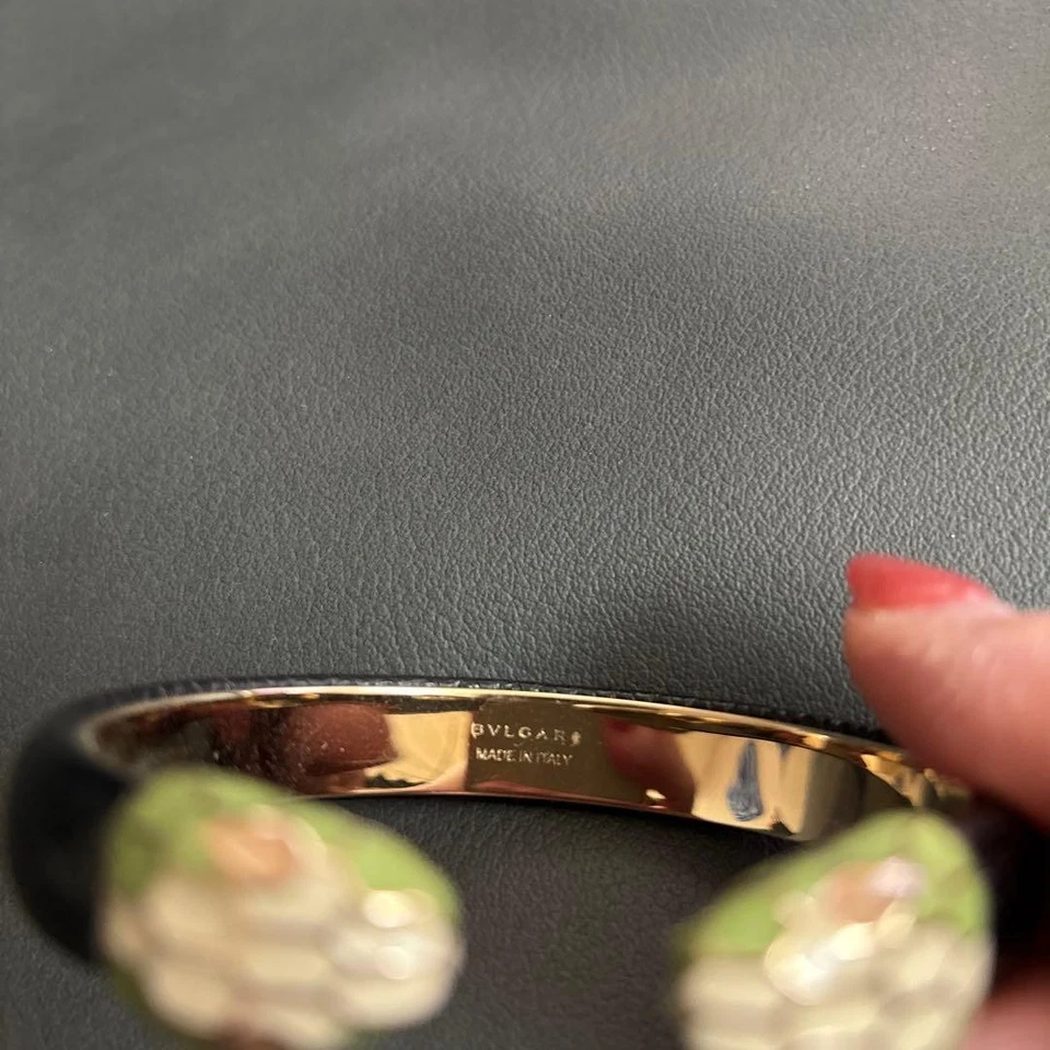 Bvlgari Serpenti Bracelet Bangle Black Snake Light Gold Leather Accessories - Image 4 of 4