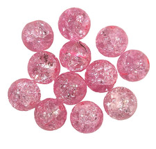 10MM PINK GLASS CRACKLE BEADS FOR JEWELRY MAKING 12 PCS