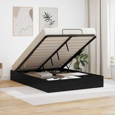 Image of Ottoman Bed Frame Black Oak 193 x 140 x 25 cm Engineered Wood